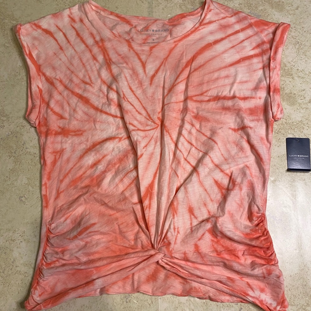 Lucky Brand orange and white tye dye shirt